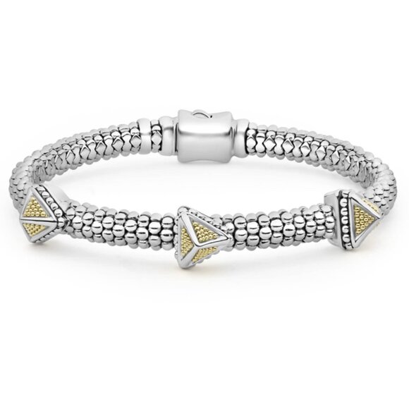 LAGOS Jewelry - Three Station Pyramid Caviar Bracelet from Lagos | 6mm Size S+(6.5)